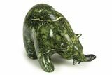 Realistic, Polished Serpentine Stone Bear with Fish - Oklahoma #308418-1